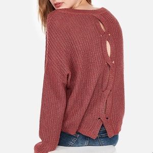 Express Outlet Maroon Sweater with Back Details
